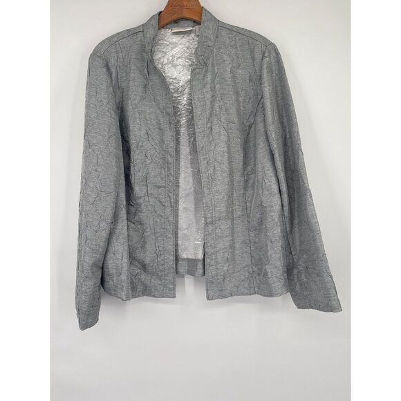 Chicos 2 womens silver Crinkle Textured Open Blazer  Jacket Size large - Picture 1 of 4